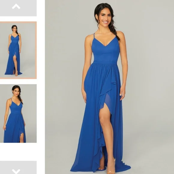 Mori Lee Dresses | Nwt Morilee Madeline Gardner Strappy Back Flounce Slit Bridesmaid Dress- Size 6 | Color: Blue | Size: 6 | Sadiaad's Closet